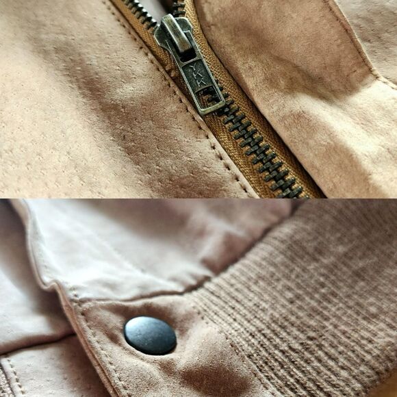 Vintage 1980s Brown Suede Aviator Bomber: 80s Leather Flight Jacket, Medium - Picture 6 of 8